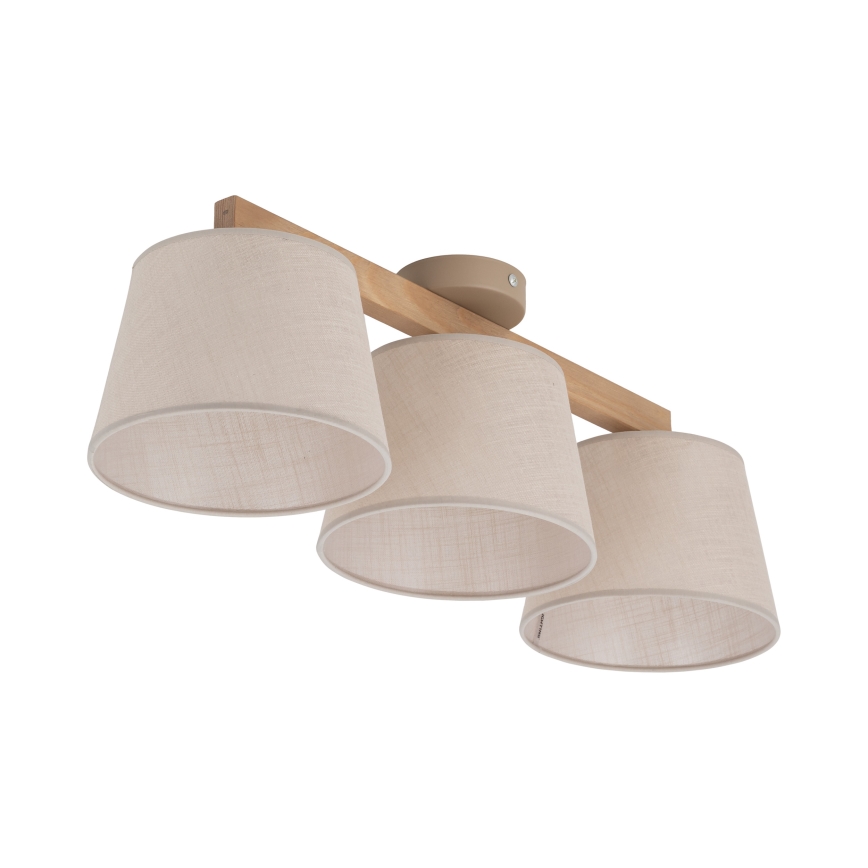 Brilagi - Plafondlampa LATTE SABIA 3xE27/60W/230V furu/beige