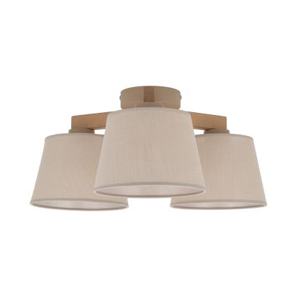 Brilagi - Plafondlampa LATTE SABIA 3xE27/60W/230V furu/beige
