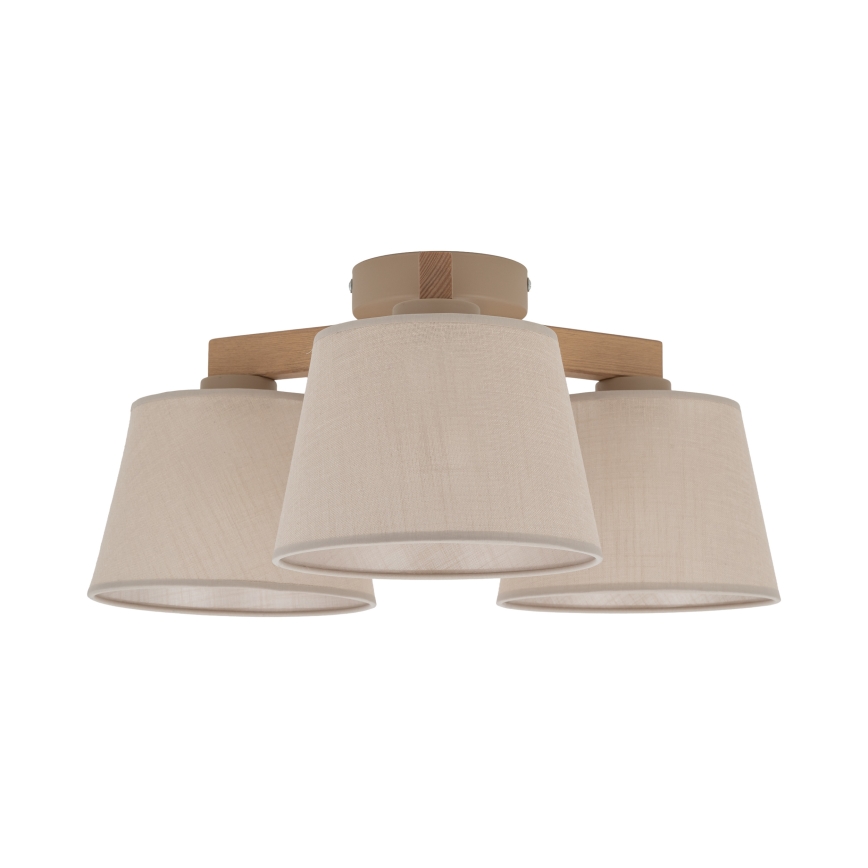 Brilagi - Plafondlampa LATTE SABIA 3xE27/60W/230V furu/beige