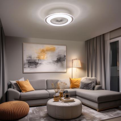 Brilagi - LED dimbar taklampa med fläkt RONDA LED/48W/230V 3000-6000K silver + fjärrkontroll