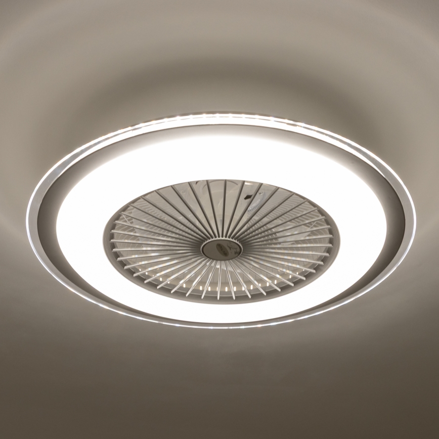 Brilagi - LED dimbar taklampa med fläkt RONDA LED/48W/230V 3000-6000K silver + fjärrkontroll