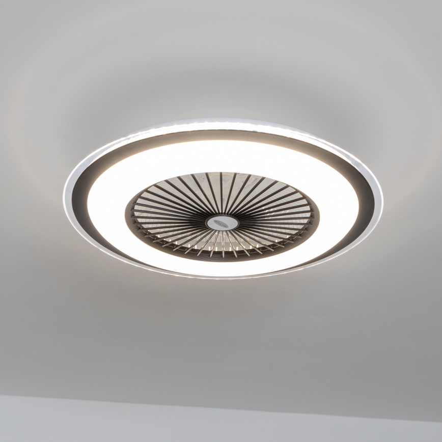 Brilagi - LED dimbar taklampa med fläkt RONDA LED/48W/230V 3000-6000K svart + fjärrkontroll