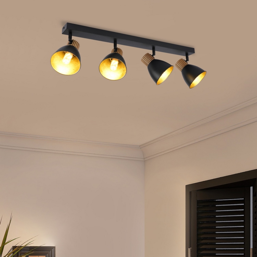 Brilagi - Spotarmatur ODENSE 4xE14/10W/230V gummiträ/svart