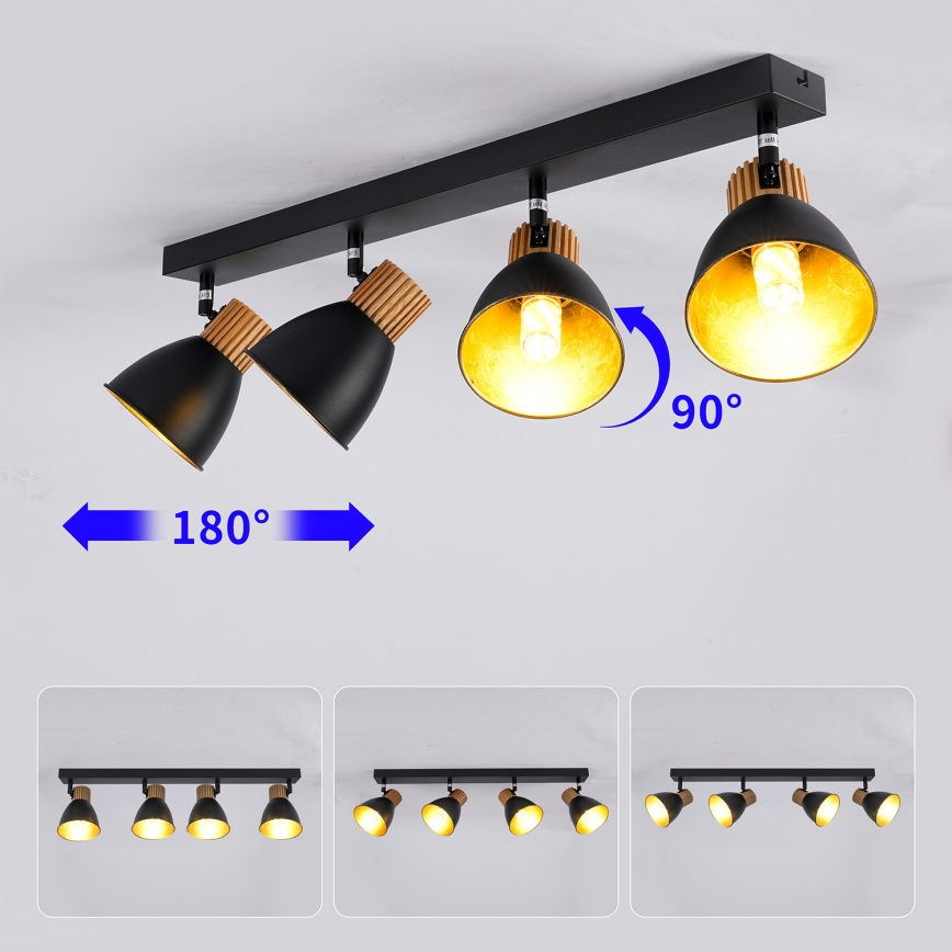 Brilagi - Spotarmatur ODENSE 4xE14/10W/230V gummiträ/svart