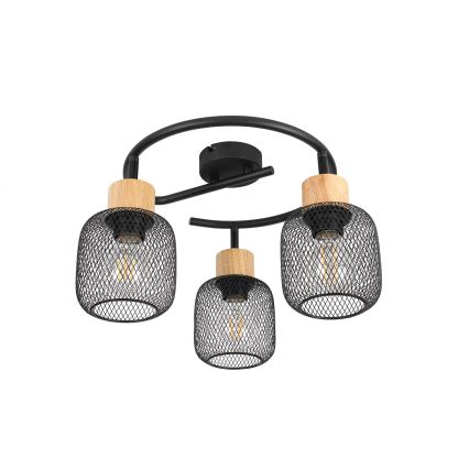 Brilagi - Spotbelysning BASKLITE 3xE27/15W/230V gummiträ/svart