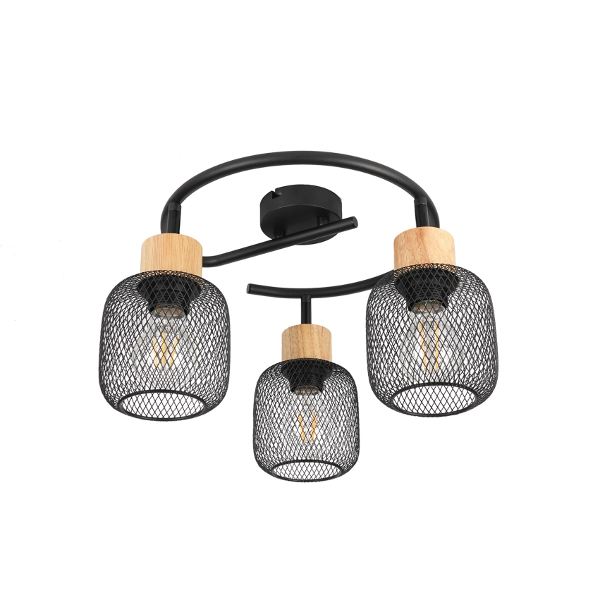 Brilagi - Spotbelysning BASKLITE 3xE27/15W/230V gummiträ/svart