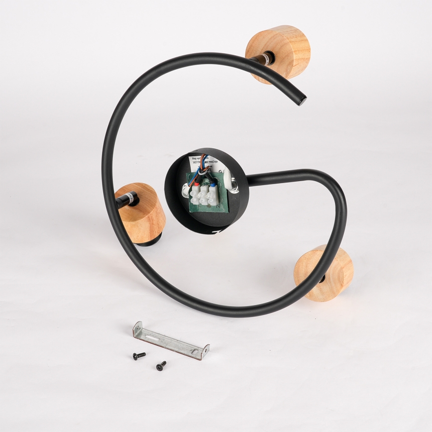 Brilagi - Spotbelysning BASKLITE 3xE27/15W/230V gummiträ/svart