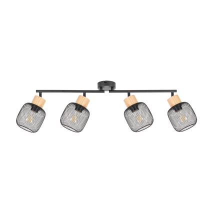 Brilagi - Spotbelysning BASKLITE 4xE27/15W/230V gummiträ/svart