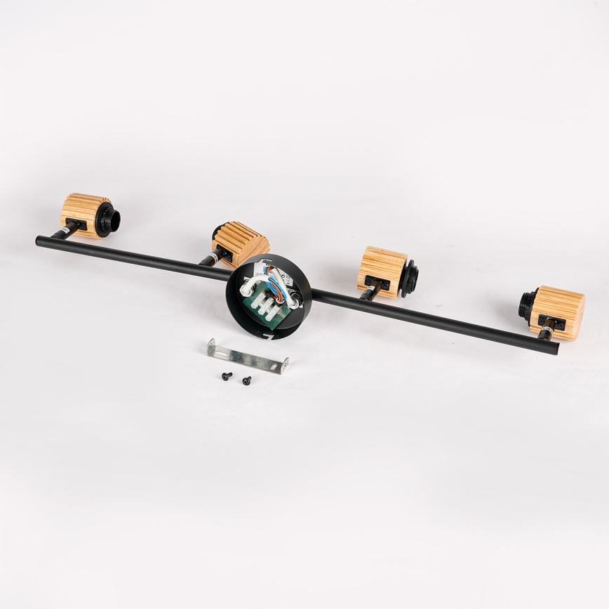 Brilagi - Spotbelysning BASKLITE 4xE27/15W/230V gummiträ/svart