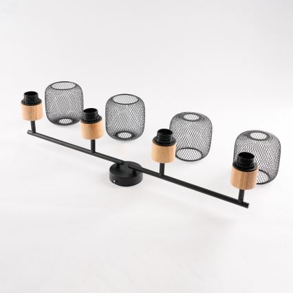 Brilagi - Spotbelysning BASKLITE 4xE27/15W/230V gummiträ/svart