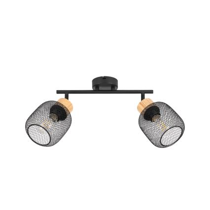 Brilagi - Spotlampa BASKLITE 2xE27/15W/230V gummiträ/svart