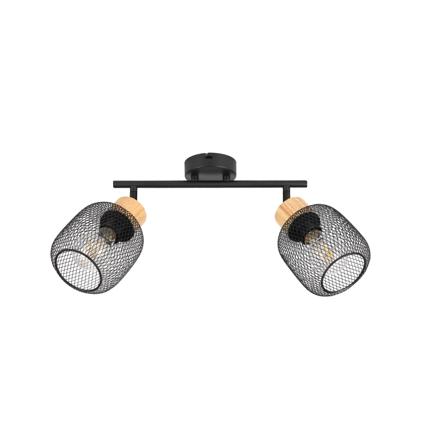 Brilagi - Spotlampa BASKLITE 2xE27/15W/230V gummiträ/svart