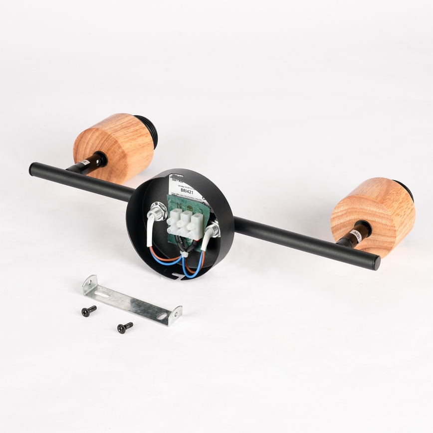 Brilagi - Spotlampa BASKLITE 2xE27/15W/230V gummiträ/svart