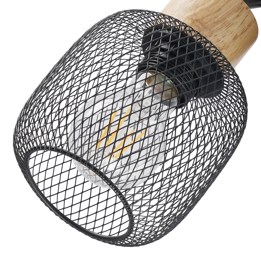 Brilagi - Spotlampa BASKLITE 3xE27/15W/230V gummiträ/svart