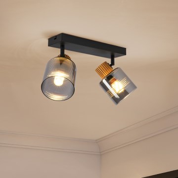 Brilagi - Spotlampa HYGGE 2xE14/15W/230V svart/rökfärgad