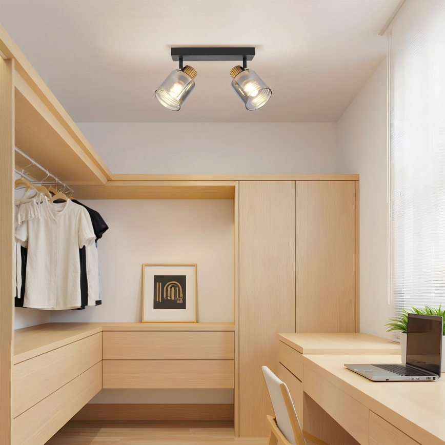 Brilagi - Spotlampa HYGGE 2xE14/15W/230V svart/rökfärgad