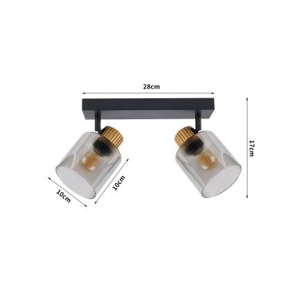 Brilagi - Spotlampa HYGGE 2xE14/15W/230V svart/rökfärgad