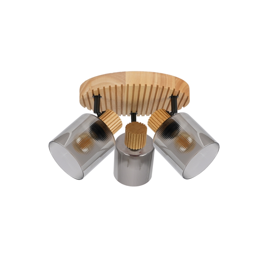 Brilagi - Spotlampa HYGGE 3xE14/15W/230V gummiträ/rökfärgad