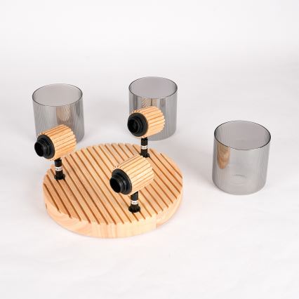 Brilagi - Spotlampa HYGGE 3xE14/15W/230V gummiträ/rökfärgad