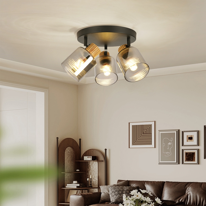 Brilagi - Spotlampa HYGGE 3xE14/15W/230V svart/rökfärgad