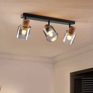 Brilagi - Spotlampa HYGGE 3xE14/15W/230V svart/rökfärgad