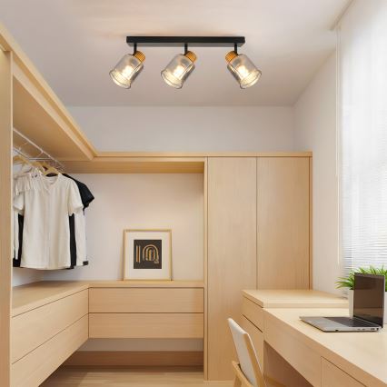 Brilagi - Spotlampa HYGGE 3xE14/15W/230V svart/rökfärgad