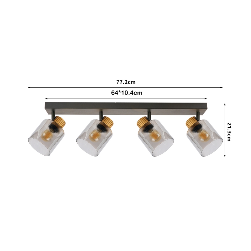 Brilagi - Spotlampa HYGGE 3xE14/15W/230V svart/rökfärgad