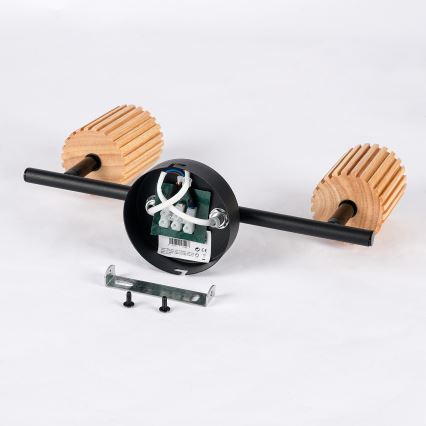 Brilagi - Spotlampa MODERN WOOD 2xGU10/8W/230V gummiträ/svart