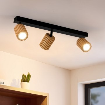 Brilagi - Spotlampa MODERN WOOD 3xGU10/8W/230V gummiträ/svart