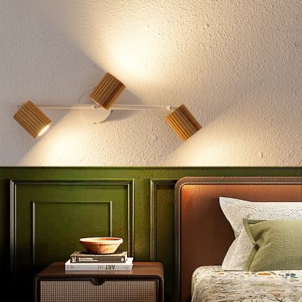 Brilagi - Spotlampa MODERN WOOD 3xGU10/8W/230V gummiträ/vit