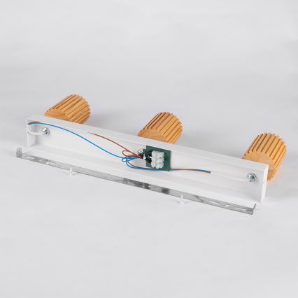 Brilagi - Spotlampa MODERN WOOD 3xGU10/8W/230V gummiträ/vit