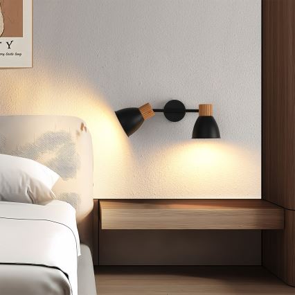 Brilagi - Spotlampa ODENSE 2xE14/10W/230V gummiträ/svart