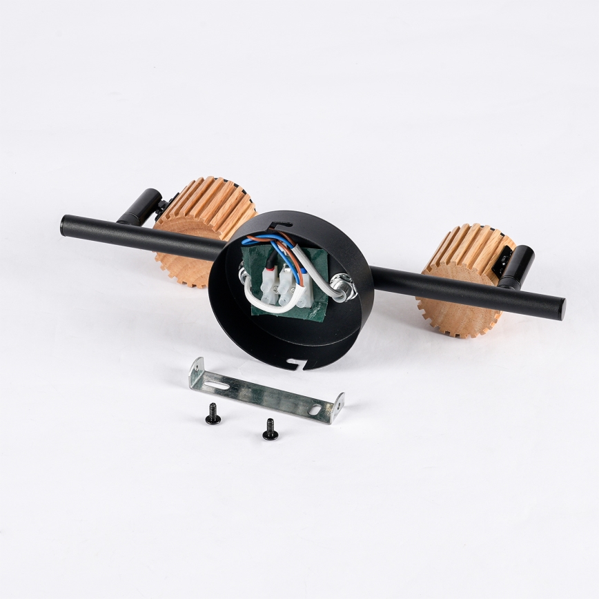 Brilagi - Spotlampa ODENSE 2xE14/10W/230V gummiträ/svart