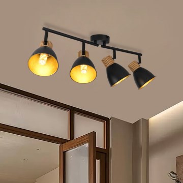 Brilagi - Spotlampa ODENSE 4xE14/10W/230V gummiträ/svart