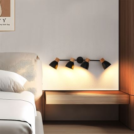 Brilagi - Spotlampa ODENSE 4xE14/10W/230V gummiträ/svart