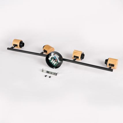 Brilagi - Spotlampa ODENSE 4xE14/10W/230V gummiträ/svart