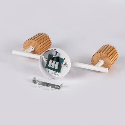Brilagi - Spottlampa MODERN WOOD 2xGU10/8W/230V gummiträ/vit