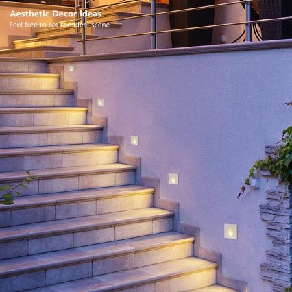 Brilagi - STAIRDOT LED infälld utomhusarmatur 2W/230V, vit, IP65, fyrkantig