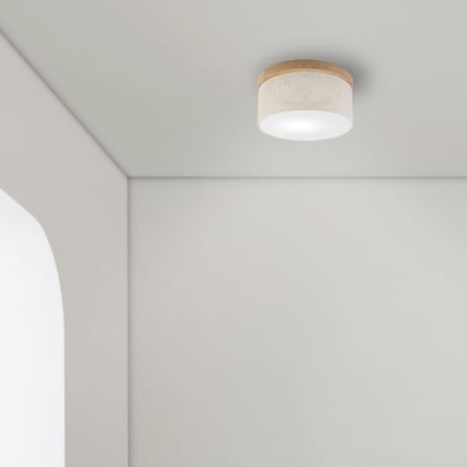 Brilagi - Taklampa BELLADONNA 1xE27/15W/230V diameter 30 cm grädde/ek