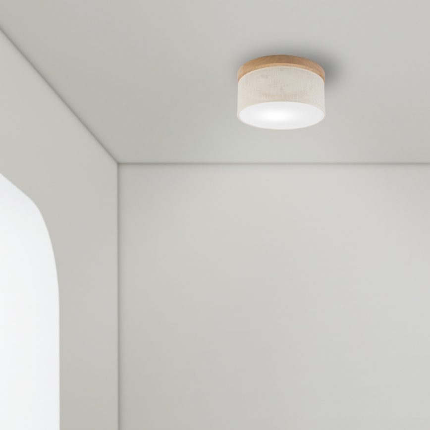 Brilagi - Taklampa BELLADONNA 1xE27/15W/230V diameter 30 cm grädde/ek