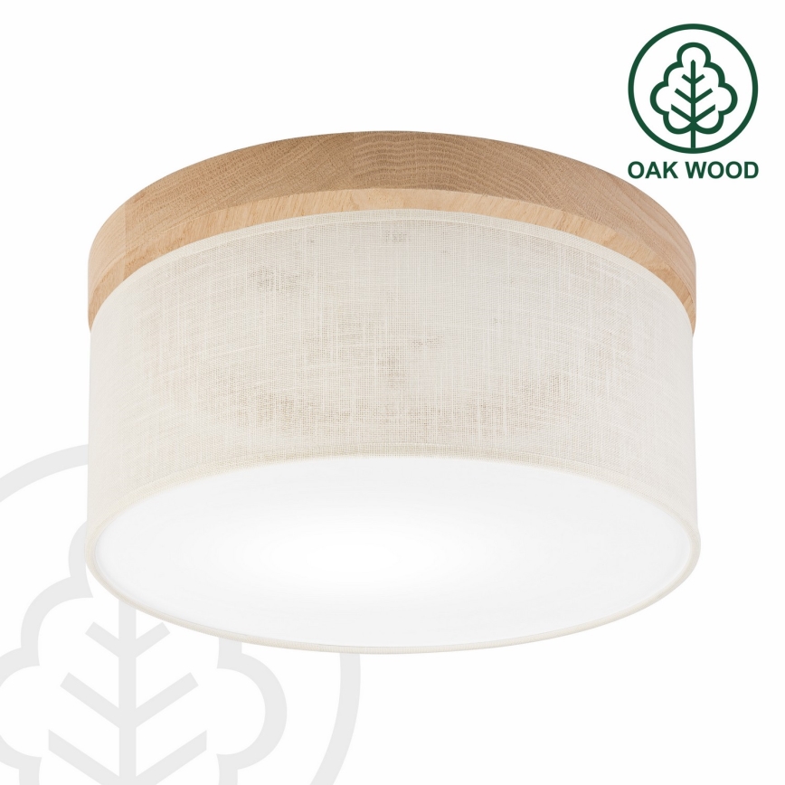Brilagi - Taklampa BELLADONNA 1xE27/15W/230V diameter 30 cm grädde/ek