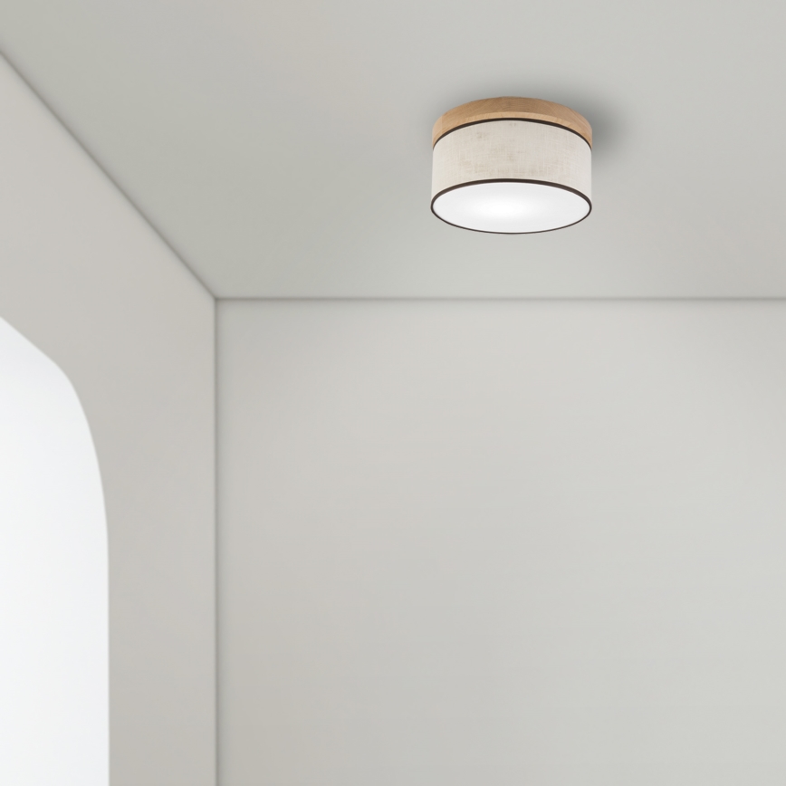 Brilagi - Taklampa BELLADONNA 1xE27/15W/230V diameter 30 cm grädde/ek