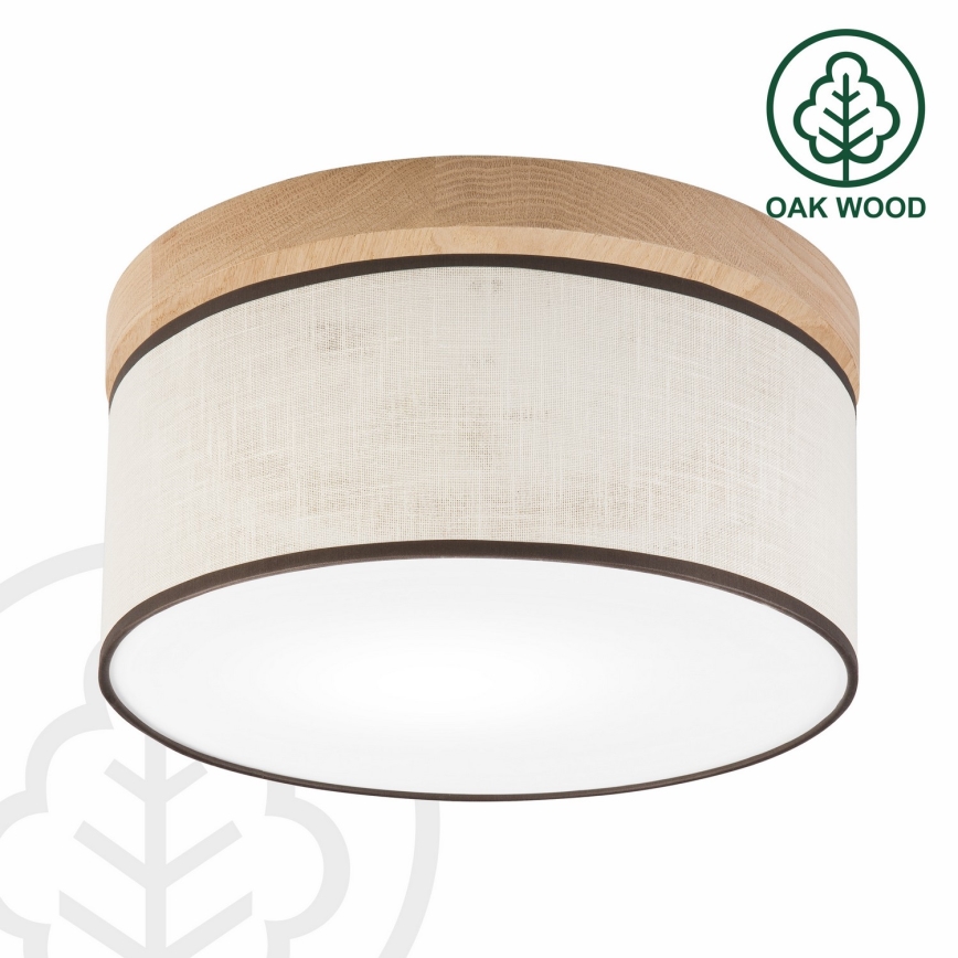 Brilagi - Taklampa BELLADONNA 1xE27/15W/230V diameter 30 cm grädde/ek