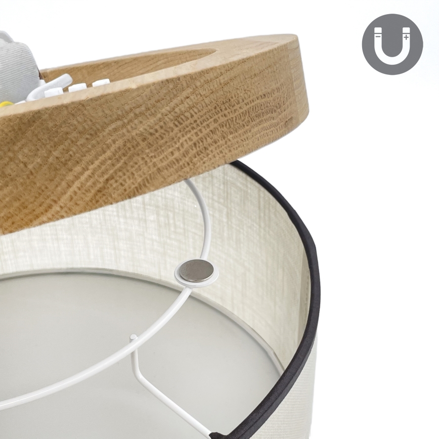 Brilagi - Taklampa BELLADONNA 1xE27/15W/230V diameter 30 cm grädde/ek