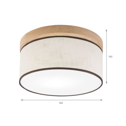 Brilagi - Taklampa BELLADONNA 1xE27/15W/230V diameter 30 cm grädde/ek