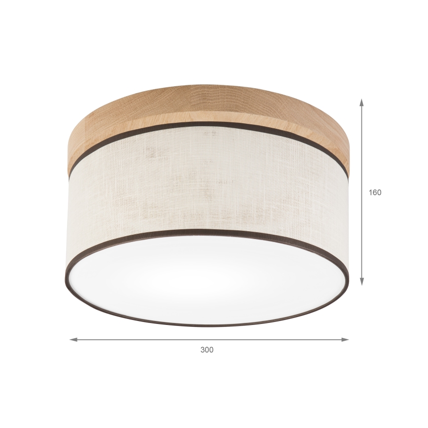 Brilagi - Taklampa BELLADONNA 1xE27/15W/230V diameter 30 cm grädde/ek