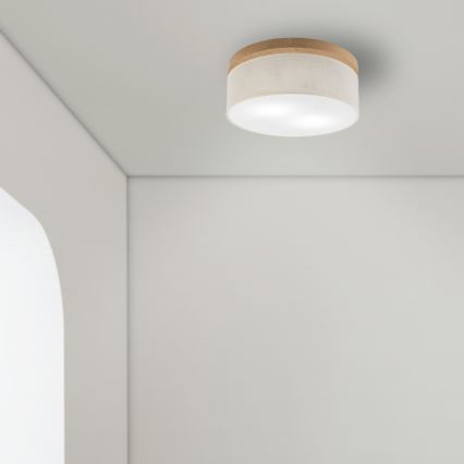 Brilagi - Taklampa BELLADONNA 2xE27/15W/230V diameter 40 cm grädde/ek