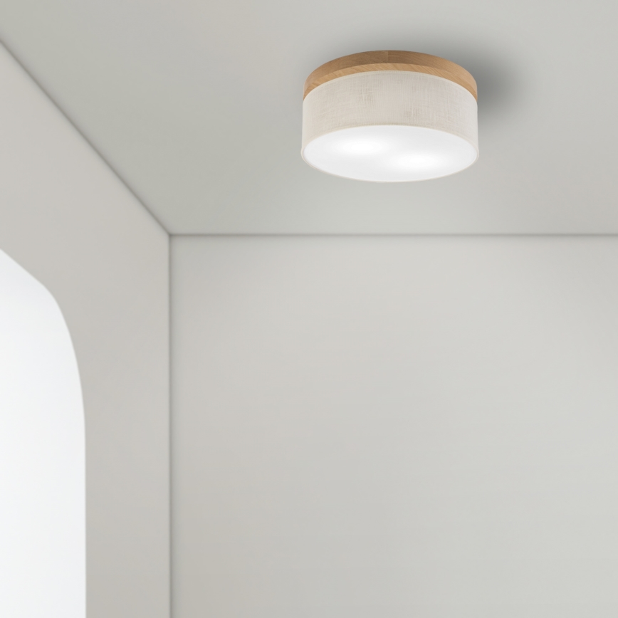 Brilagi - Taklampa BELLADONNA 2xE27/15W/230V diameter 40 cm grädde/ek