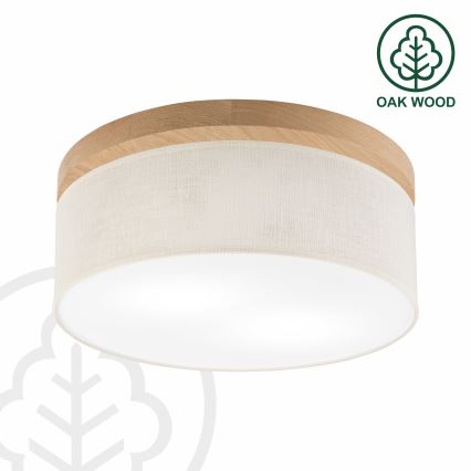 Brilagi - Taklampa BELLADONNA 2xE27/15W/230V diameter 40 cm grädde/ek