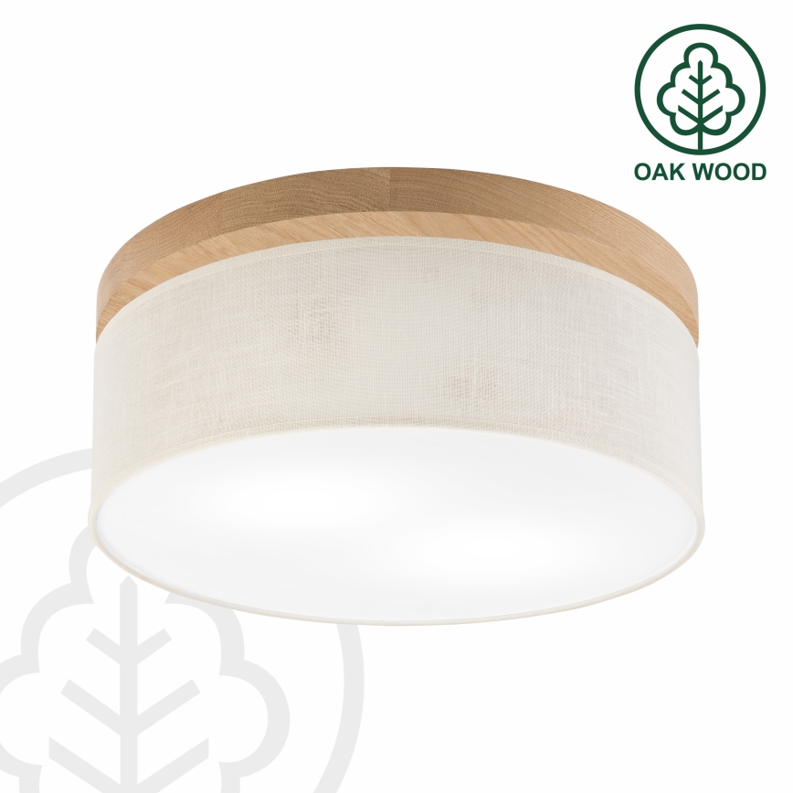 Brilagi - Taklampa BELLADONNA 2xE27/15W/230V diameter 40 cm grädde/ek